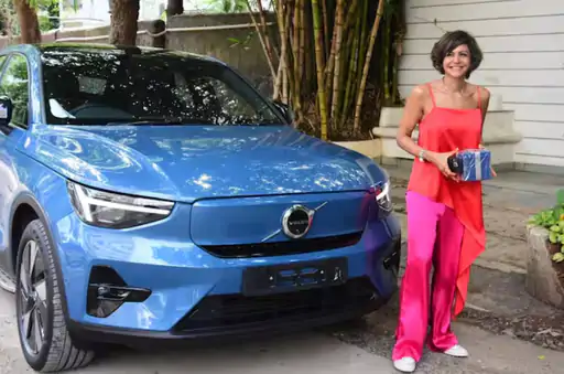 Mandira Bedi with her new Volvo C40 Recharge