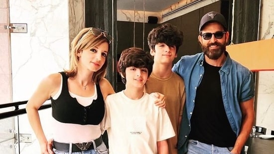 Hrithik Roshan and Sussanne Khan with their sons