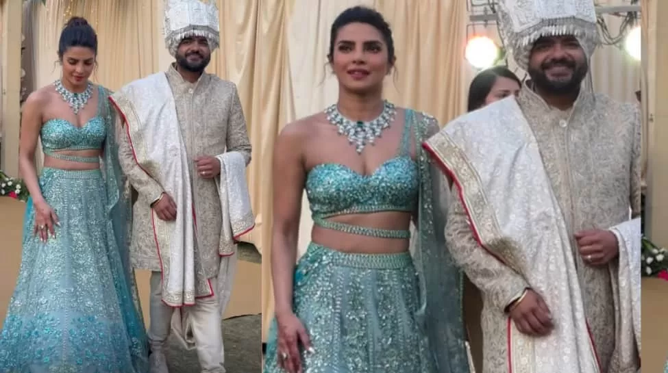 Priyanka Chopra Dazzles in a Sparkling Turquoise Lehenga and a Necklace with More Emeralds Than Your Bank Account at Her Brother’s Wedding – Plus, Nita Ambani and Shloka Make a Cameo!