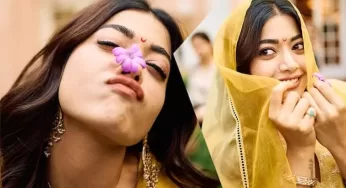 Rashmika Mandanna Dazzles in a Yellow Suit Playing with Flowers, Fans Swoon Over Her Moon-Shaped Bindi—Photos Break the Internet