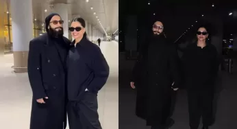 Deepika Padukone and Ranveer Singh rock matching black outfits at the airport, politely ask paparazzi to maintain distance as little Dua is in the car – WATCH VIDEO | Hindi Movie Gossip